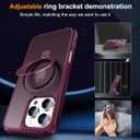Hocase for iPhone 16 Pro Case 6.3", with Magnetic Ring Stand [Compatible with MagSafe] [Military Grade Protection] Slim Shockproof Translucent Protective Phone Case - Wine Red