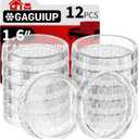 1.6"x1.6" Round Rubber Furniture Caster Cups, 12 PCS Chair Coasters for Carpet - Clear Non Slip Furniture Pads with Grip, Carpet Protector for Furniture Legs - Protect Any Flooring