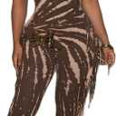 NIFTRIRY Casual Jumpsuits Sleeveless Fringe Side Legging Backless One Piece Jumpsuits for Women (Small, Brown)
