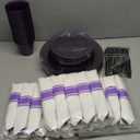 DaYammi 210 Purple Glitter Plastic Dinnerware Set for 30 Guests, Fancy Disposable Plates for Party, Include: 30 Dinner Plates, 30 Dessert Plates, 30 Pre Rolled Napkins with Purple Silverware, 30 Cups