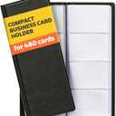 Business Card Holder Organizer - Book for 480 Cards - Space-Saving Black Business Card Wallet - Credit Card & Name Card Holder