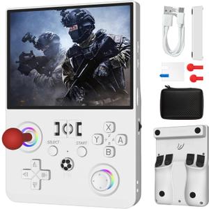 Newest R36MAX Ⅱ 4.5 Inch Retro Handheld Game Console,1024x768 IPS HD Screen,128G Built-in 22000+ Classic Game,Portable Open Source Linux System,4000mAh Battery with Arcade Joysticks*2 (White)