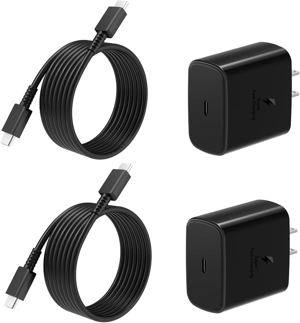 45W Super Fast Charger USB C, Pack of 2 PPS Type C Charging Block with 6FT USB-C Cable for Samsung Galaxy S25 +/Ultra /S24 S23 S22 +/Ultra/ S21 S20/Tab S9, iPhone 16/15 and More