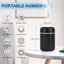 Portable Mini Humidifier, 300ml USB Cool Mist Small Humidifier with Colorful Lights. Perfect for Bedroom, Office, Plants, travel & Car (Black)