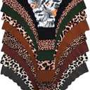 Women's 10 Pack Thongs Set Leopard Print Seamless Brief Floral Scallop Mid Rise No Show Panty Set (X-Large, Multicolor)