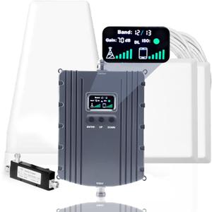 Cell Phone Booster for Home Office with 2 Indoor Antennas| Boosts 5G & 4G LTE | Cell Phone Signal Booster for All U.S. Carriers with Band 2/4/5/12/13/17/25/66| Up to 8000 Sq.Ft | | FCC Approved