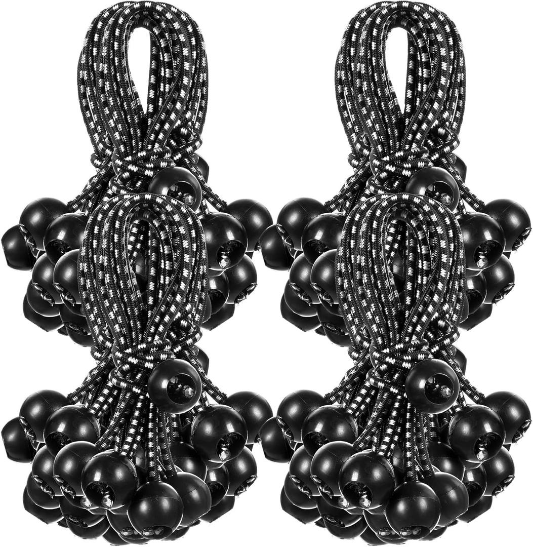 100 Pcs 6 Inch Ball Bungee Cords Tarp Tie Downs Bungee Cords with Balls Heavy Duty Outdoor Tarp Straps for Canopy Shelter Camping Cargo Tent Poles UV Resistant (Black White)