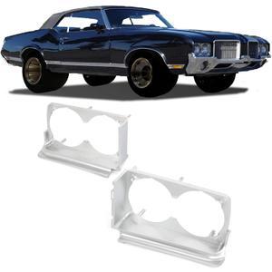 Kojem Headlight Bezels Pair Compatible with 1971-1972 Oldsmobile 442 Cutlass Supreme F85 Vista Cruiser Headlamp Housing Driver Side & Passenger Side Plastic(ABS) Silvery