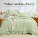 JOLLYVOGUE Sage Green Twin Size Comforter Set, 2 Pieces Seersucker Lightweight Fluffy Bedding Set, Twin Ruffle Comforter, All Season Soft Microfiber Shabby Chic Bed Set