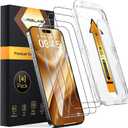 MRGLAS 4-Pack TOP 9H+ Glass for iPhone 16 Pro Max Screen Protector [Auto Alignment Kit] [10X Military Protection] UNBREAK Tempered Glass for 16 ProMax 6.9 inch Longest Durable Case-Friendly