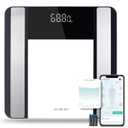 Smart Scale for Body Weight and Fat Percentage, NUTRI FIT Digital Bathroom Scale Bluetooth Biometric Scale for BMI, 17 Metrics Body Composition Analyzer High Accuracy for Weight Loss, Sync App (Simple Black)