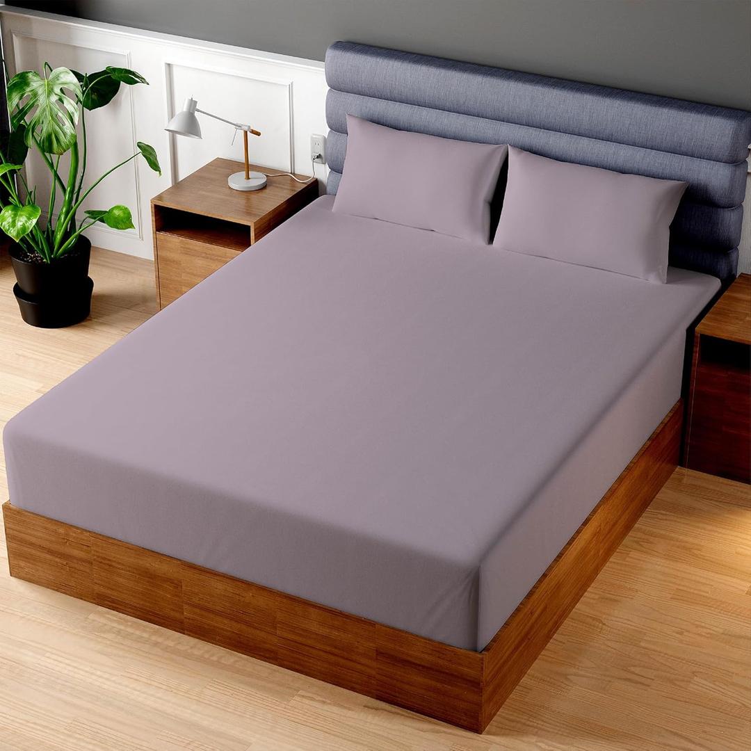 Superity Luxurious Hotel Quality Full Fitted Sheet 100% Cotton Ultra Soft, Skin-Friendly & Hypoallergenic Deep Pocket Fits 16 Mattress Easy Care & Snug Fit (Full Size - 54 X 75) (Lavender)