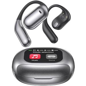 EUQQ Ultra Open Ear Headphones - Wireless Bone Conduction Earbuds, Bluetooth 5.4 Connection, IPX Waterproof Design, Wraparound Hooks for Sports and Outdoor Running, Charcoal, Grey