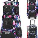 Wheeled Baseball Bag With Shoe Compartment - Lightweight Rolling Softball Bat Bag for Tball Gear & Equipment (Pink)