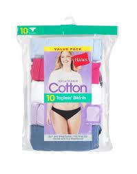 Hanes Women's Bikini Underwear Pack, Classic Cotton Bikini Panties, 10-Pack (Colors May Vary) L