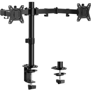 ErGear Dual Monitor Stand, Heavy Duty Adjustable Monitor Desk Mount for 2 Screens up to 32 Inches, Fully Adjustable Height, Tilt, Swivel, Rotate, Supports 17.6 lbs per Monitor Arm, Easy Installation (Black)