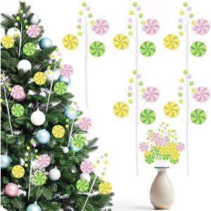 3 x 6 Pcs Pastel Christmas Tree Ball Picks 14.9 Inch Macaron Color Balls Ornaments for Christmas Tree Topper Xmas New Year Winter Holiday Wedding Home Decorations