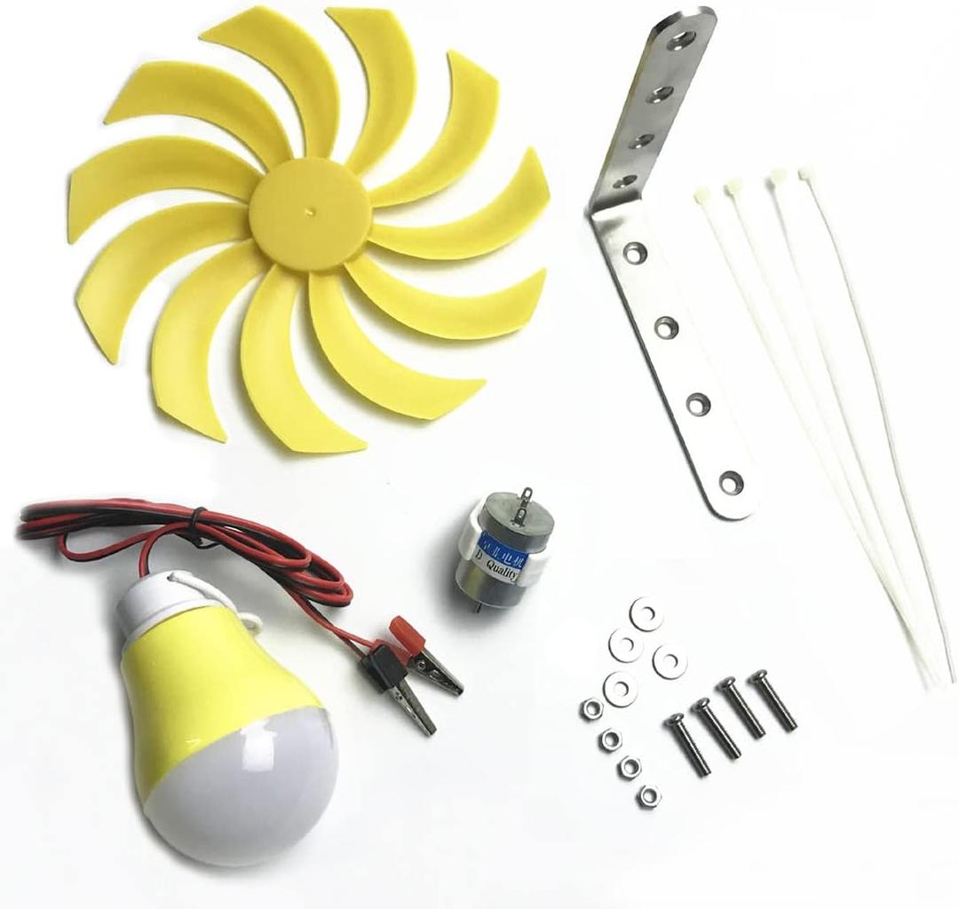 Small Wind Turbine Generator Micro DC Motor Power Wind Turbines Electricity Fan Blades Model Bicycle LED Light DIY Kits for Teaching Physical Power Generation Science Experiment