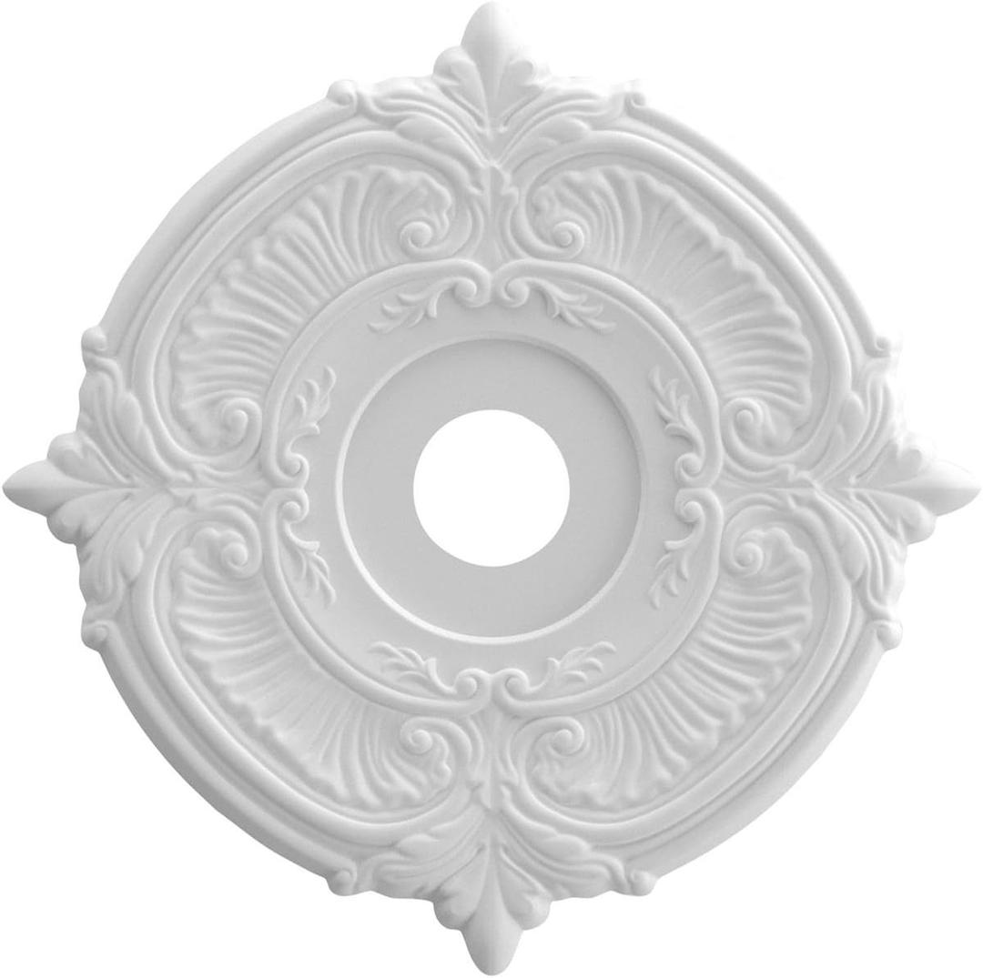 Ekena Millwork CMP22AT Attica Thermoformed PVC Ceiling Medallion (Fits Canopies up to 7 3/4"), 22"OD x 3 1/2"ID x 1"P (Unfinished)