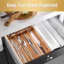 Besilord Silverware Organizer Kitchen Drawer Organizer Utensil Organizer Acacia Silverware Holder Cutlery Organizer in Drawer Flatware Organizer Tray(5 slots, Acacia