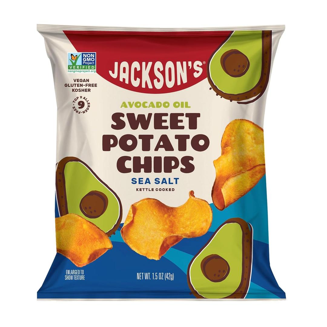 3 x JACKSONS HONEST CHIPS Sea Salt Sweet Potato Chips, 1.5 OZ