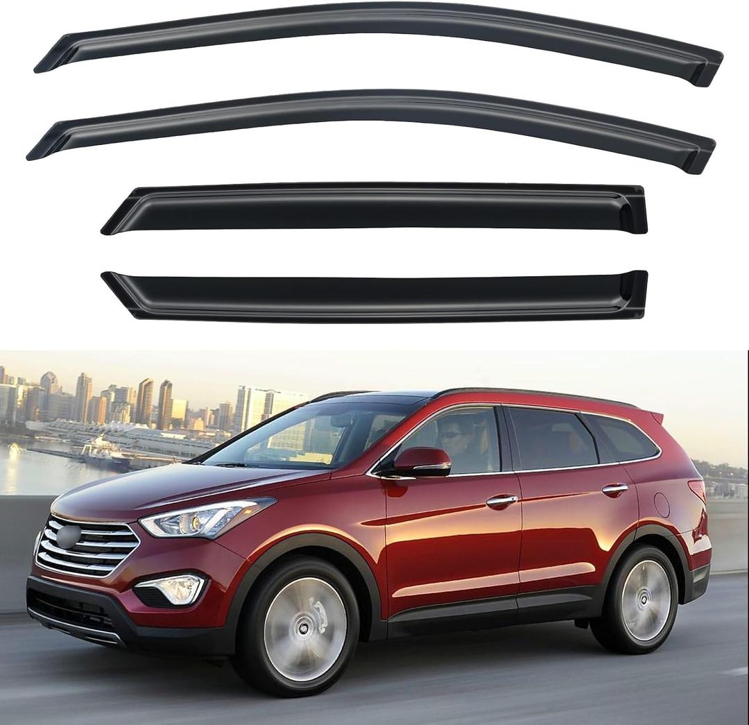 Window Visors Rain Guards for 2013-2018 Hyundai Santa Fe
Out-Channel Window Vent Wind Deflectors Visors Shades Protectors for 13-18 Santa Fe (EXCLUDES Santa FE XL)