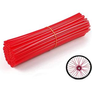 Bike Spoke Skins Covers - 72Pcs Universal Motorcycle Wheelchair Wheel Wrap, Dirt Bike Spoke Skin, Pipe Trim for 8"-21" Rims Decoration Protector CRF50 CRF125 CRF150 CRF250 CR50 (Red)
