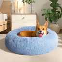 WESTERN HOME WH Calming Dog Bed & Cat Bed, Anti-Anxiety Donut Dog Cuddler Bed, Warming Cozy Soft Dog Round Bed, Dog Cat Cushion Bed for Small Medium Dogs and Cats (30.0"L x 30.0"W x 8.0"Th, Light Blue)