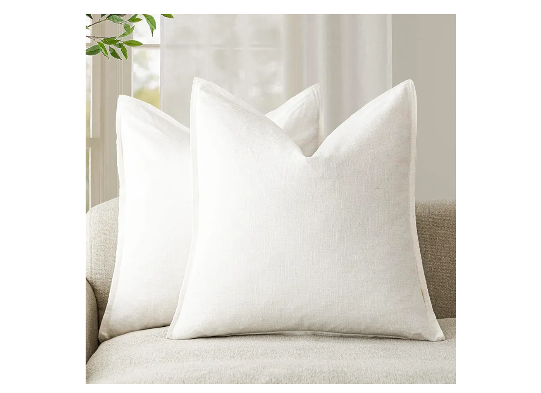 NEATERIZE Premium Velvet Pillow Covers 22x22 White - Washable Decorative Fabric Throw Pillow Covers for Couch or Bed - Set of 2