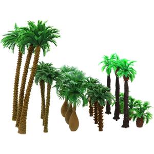 2 x 18pcs Artificial Miniature Palm Trees Scenery Layout Model Plastic Tree Train Coconut Rainforest Toys for Ho Train Layout