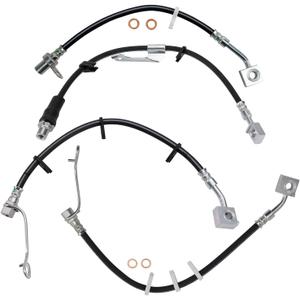 TRQ Front & Rear Brake Hose Set Compatible with 2011-2017 Ram 1500