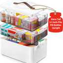 Homaigie Extra Tall 3-Tier Medicine Cabinet Organizer for Upright Medicine Bottles Organizer, Portable Medicine Storage Box with Leather Handle, Empty First Aid Kit Container for Home, Travel