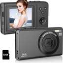 Digital Camera,56MP FHD 1080P with 16X Digital Zoom & Anti-Shake, 2.8" Screen Compact Point and Shoot Camera for Kids Teens Beginners, Includes 32GB SD Card, Portable for Travel Photography (Black)