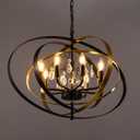 Wellmet Ring-Circle Black Gold Crystal Chandelier, 6-Light Crystal Pendant Light for Dining Room, 31'' Black Chandelier for Living Room, Bedroom, Kitchen, Hallway, Entryway, Foyer, Corridor