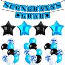 KatchOn, Light Blue Graduation Decorations 2025 Set - Pack of 37 | Grad Balloons for Grad Decor 2025 | 2025 Graduation Party Decorations | Congrats Grad banner (Blue and Black)