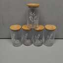 Layhit 5 Pcs Bridesmaid Gifts Bridesmaid Proposal Gifts 16 Oz Cute Can Shaped Drinking Glasses with Bamboo Lids and Glass Straw Iced Coffee Cup Mason Jar Cups for Engagement Wedding Bridal