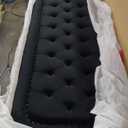 Beyetsea Tufted Upholstered Queen Size Headboard only - Button Solid Wood HeadBoards with Adjustable Height - Modern Velvet Padded Bed Headboard - Easy Assembly - Nailhead, Black