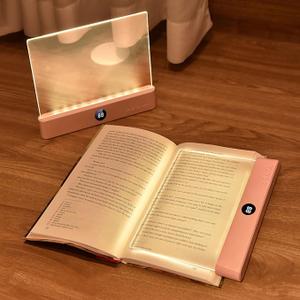 LED Book Light and Night Light 2 in 1, 3 Color Temperatures & Stepless Dimming, USB Rechargeable Reading Light with Timer for Night Reading (Pink)