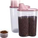 GreenJoy 2 Pack 2lb/2.5L Pet Food Storage Container with Measuring Cup, Can Covers and Bowl for Small Dog, Cat, Waterproof-BPA Free