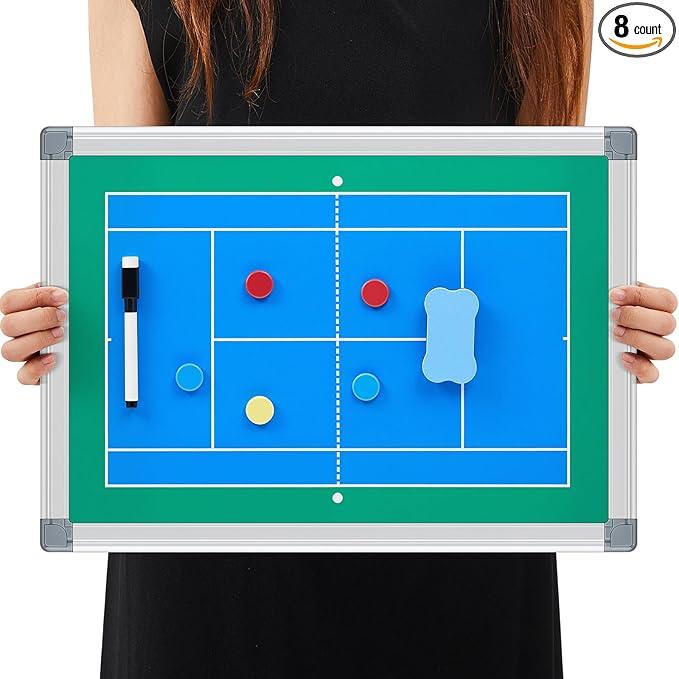 Honoson Magnetic Dry Erase Coach's Board for Tennis, Tactical Coach Board Kits Tennis Gifts Training Strategy Equipment Including Dry Erase Pen, Eraser, Magnetic Dots for Practice Strategy