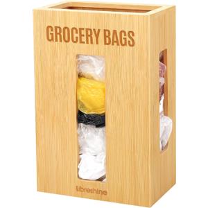 Libreshine Extra Large Bamboo Grocery Bag Holder for Plastic Bags, Under Sink Cabinet or Wall Mounted Organizer, Space-Saving Bag Dispenser for Kitchen, Pantry, Laundry Room, Garage