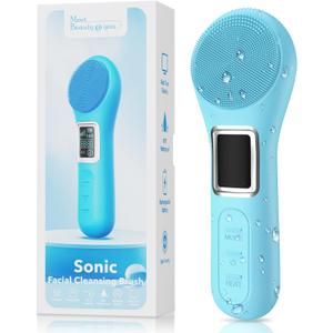 Facial Cleansing Brush, IPX7 Waterproof Rechargeable Silicone Face Scrubber, 5 Cleansing Modes Face Brush for Face Exfoliator, Exfoliating and Massaging Face Scrubber Exfoliator (Blue)