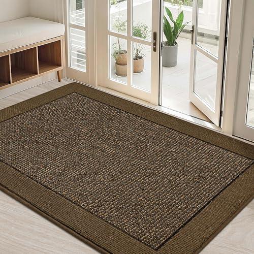 BEQHAUSE Indoor Door Mat 32" x 48", Dirt Trapper Door Mats Non-Slip Entryway Rugs Washable, Resist Dirt Absorbent Welcome Mat, Low Profile Floor Mats for Front Back Door and Entryway, Brown
