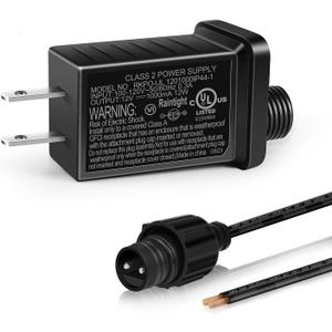 12V 12W 1A Class 2 Power Supply, AC to DC Low Voltage Transformer, IP44 Inflatable Power Adapter for LED Strip Lights, Christmas Decor Light, Indoor/Outdoor Use, UL Listed