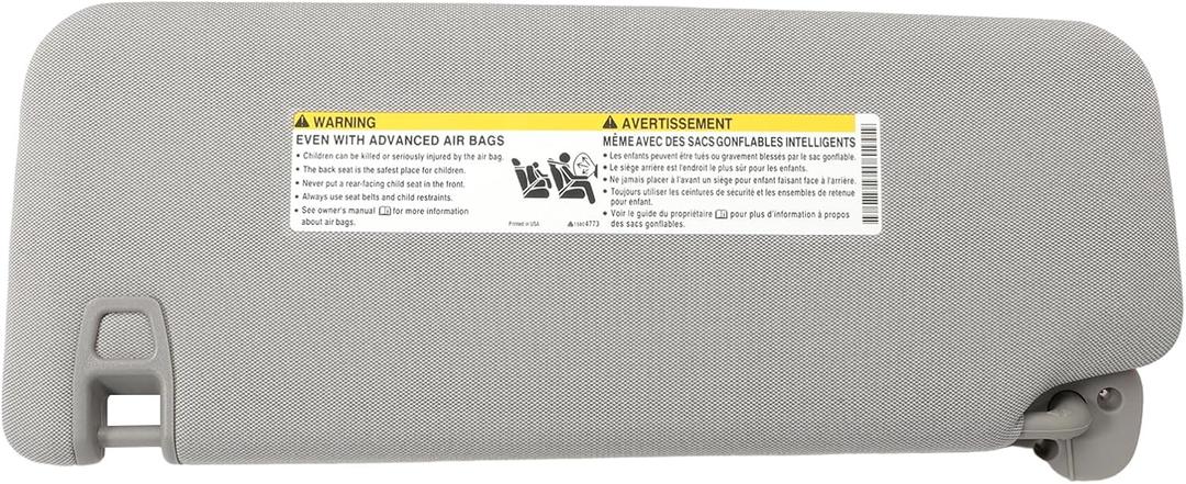 Right Passenger Side Sun Visor Compatible with 2015-2019 Escalade, Silverado/Suburban/Tahoe, Sierra/Yukon Sunvisor (Gray) 23459643