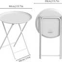 Garden 4 you Folding TV Tray Table, Metal Round Side Table, White Dinner Table with Metal Frame, Modern Outdoor Tray Table for Living Room, Bedroom, Patio & Small Spaces, 1 Pack