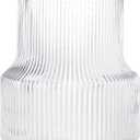 Glass Vase - Fluted, Ribbed, Decorative for Centerpieces, Modern for Living Room, Table, Entryway, Desk, Shelf, Wedding, Office - 7.5 Inches
