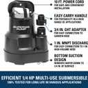 Superior Pump 91014 1/4 HP High Flow Thermoplastic Utility Pump, Black