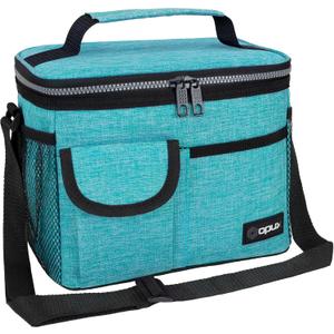 Opux Insulated Lunch Bag for Men Women, Leakproof Sea Blue Lunch Box for Work, Portable Soft Lunch Cooler Bag with Shoulder Strap, Adult Lunchbox Lunch Pail for Kid Boy Girl School, 14 Can/8L, Heather Sea Blue
