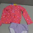 RuffleButts Girls Long Sleeve Rash Guard 2 Piece Swimsuit Set w/UPF 50+ Sun Protection with Zipper, Size 3T